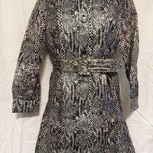 Vintage Snake Skin Print Vinyl Rain Coat - Women's